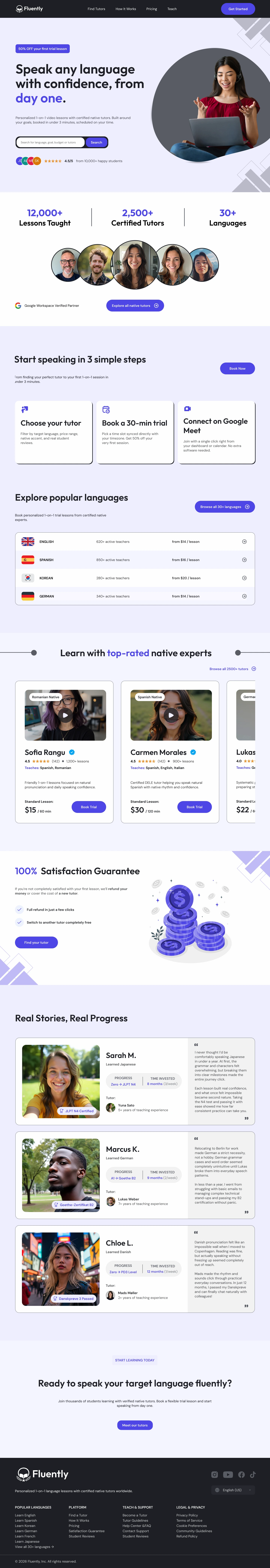 Fluently - Language Tutor Platform Desktop screen 1