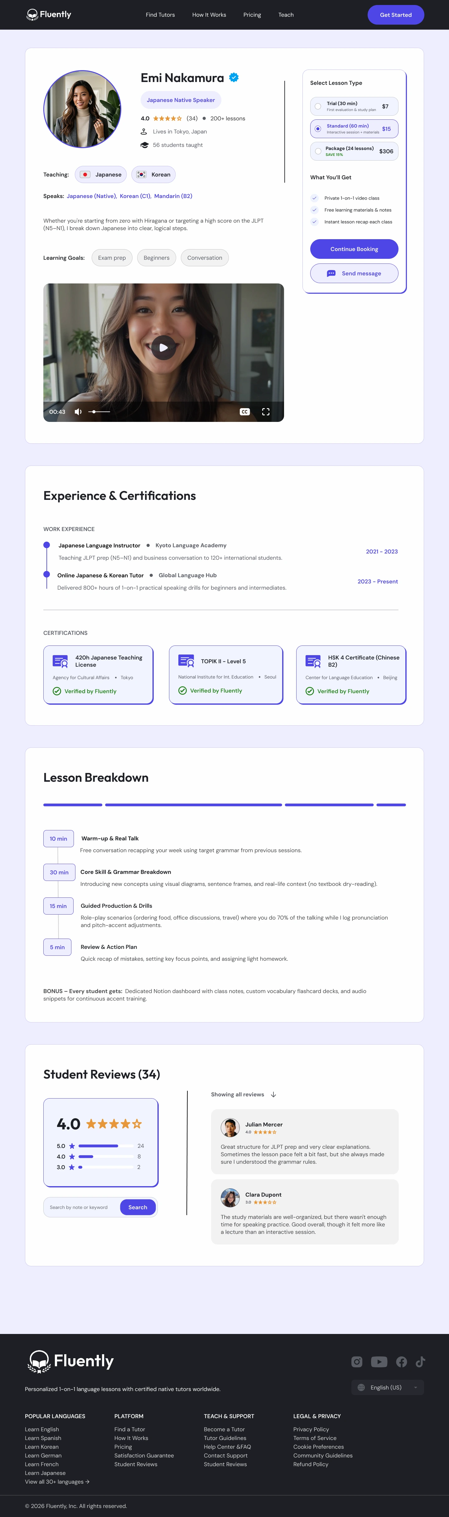 Fluently - Language Tutor Platform Desktop screen 3